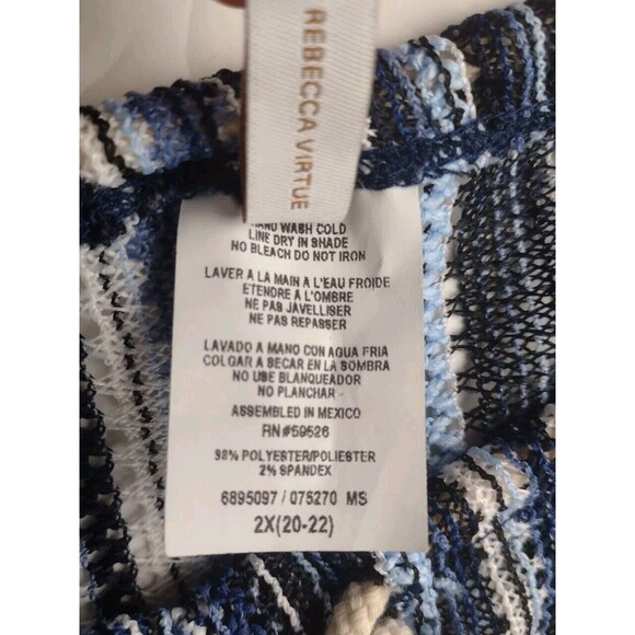 Becca by Rebecca Virtue Pierside Cover Up Flyaway Pants Blue Stripes Size 2X 22 - Picture 6 of 12